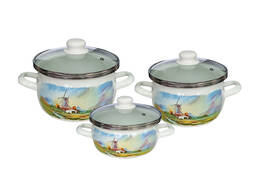 Набор стальных эмалированных кастрюль